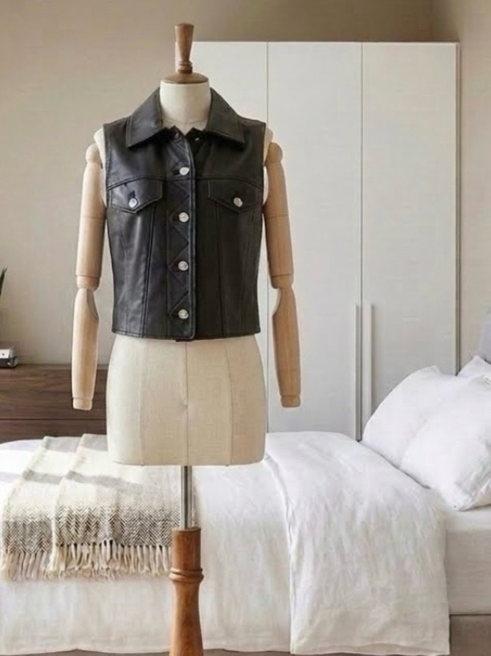 Vintage Leather Made in Canada 🇨🇦 Black Vest - S